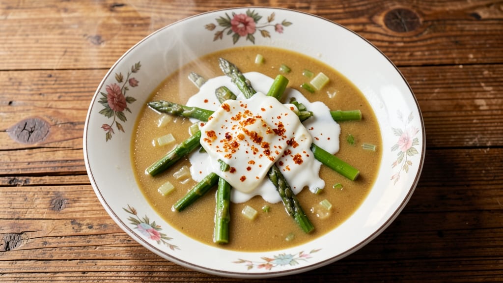 Asparagus Velouté Soup Recipe: Silky Green Velouté With Crispy Celery Crowns