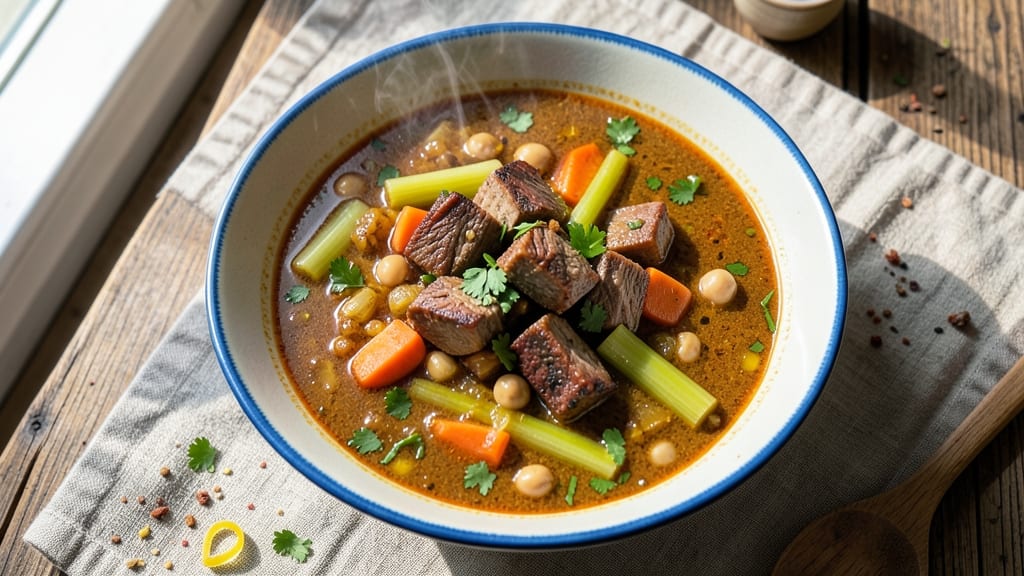 Algerian Shorba Soup Recipe: Harissa-Spiced Lamb and Chickpea Delight