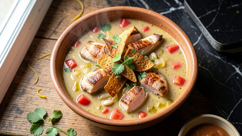 Amazing Chicken Tortilla Soup Recipe: Crispy Tortilla Strips and Smoky Tomato Velout