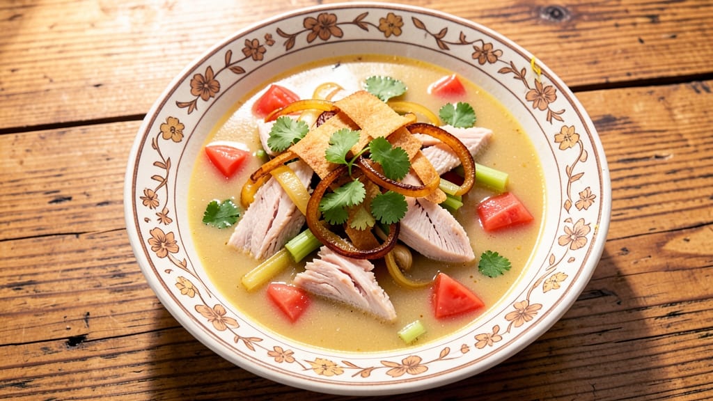 Alamo Cafe Chicken Tortilla Soup Recipe: Crispy Celery Crowns Over Smoky Tomato Velout