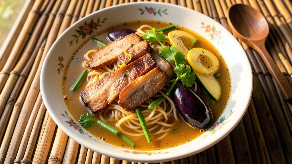 Bihon Soup Recipe Filipino: Crispy Celery Crowns Over Savory Pork and Rice Noodles