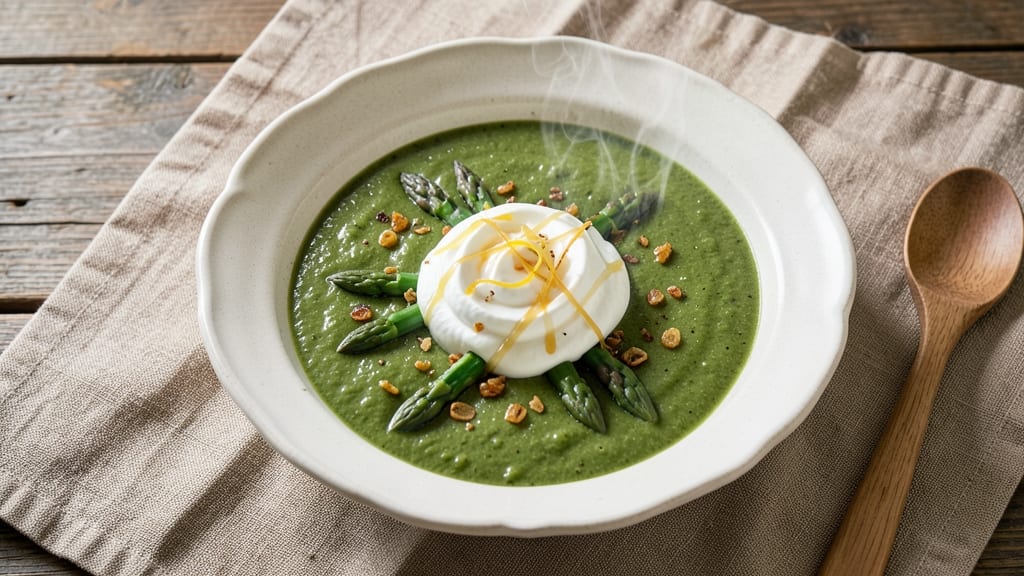 Martha Stewart's Asparagus Soup Recipe: Celery Crown Crunch Over Velvety Broth