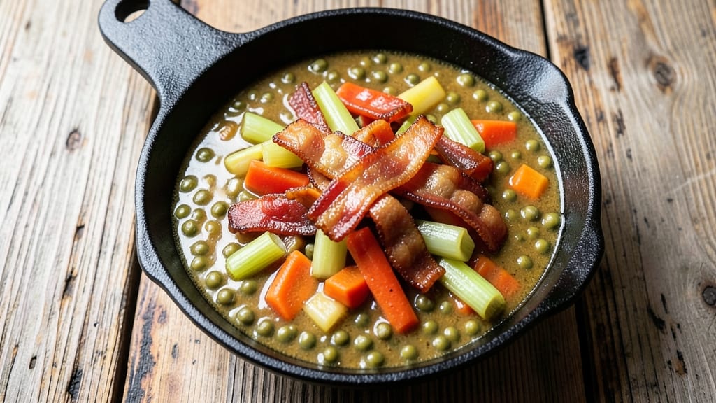 Uncle Bill's Split Pea Soup Recipe: Smoky Bacon Crunch and Herbed Velout