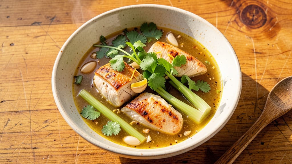 Aguadito Soup Recipe: Lime-Braised Chicken and Celery Crown Crunch