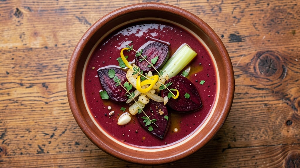 Beet Vegetable Soup Recipe: Earthy Sweetness With Crunchy Celery Crowns