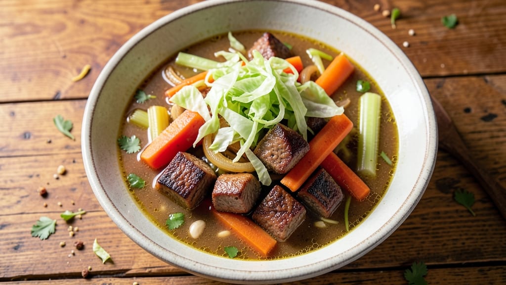 Award Winning Vegetable Beef Soup Recipe With Cabbage: Deep Umami Simmer With Cabbage Crunch