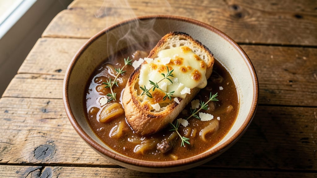 Anthony Bourdain's French Onion Soup Recipe: Crispy Bread Crown and Caramelized Layers