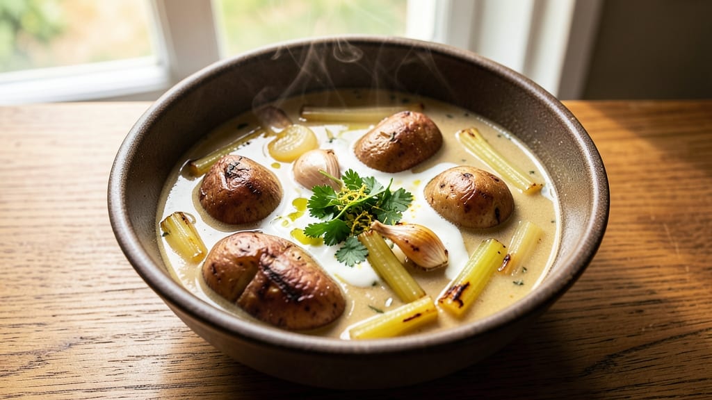 Big Potato Soup Recipe: Thick, Rustic Texture With Celery Crown Crunch