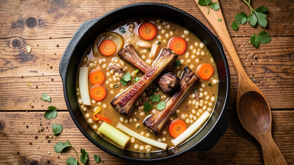 Beef Barley Soup with Prime Rib Bones Recipe: Prime-Rib Infused Broth Magic