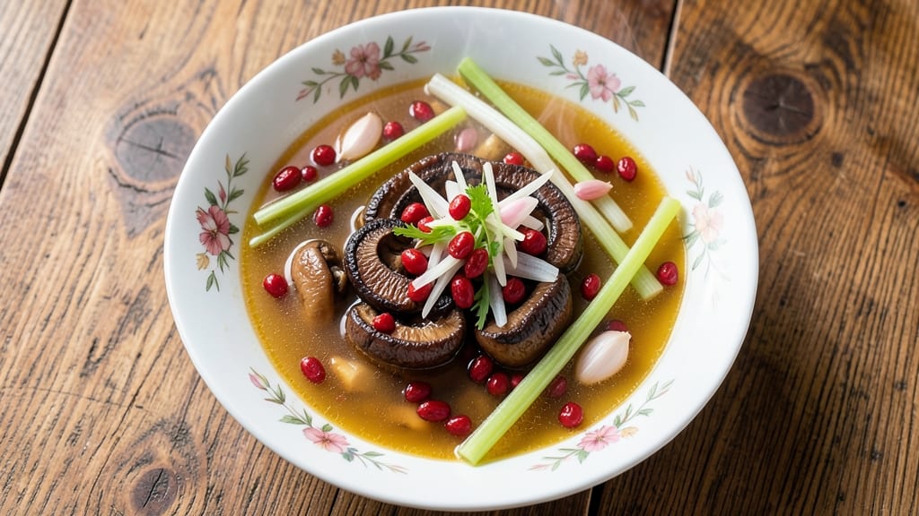 Ba Wong Fa Soup Recipe: Crispy Celery Crowns Top Smoky Tofu Velout