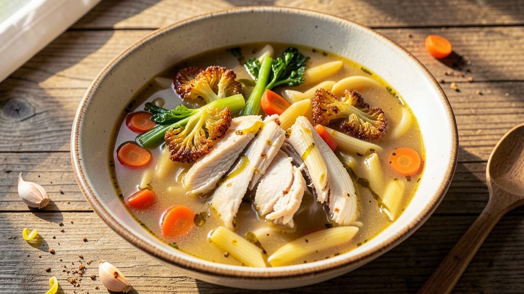 Barilla Chicken Soup Recipe: Celery Crown Crunch Over Creamy Dill Velout