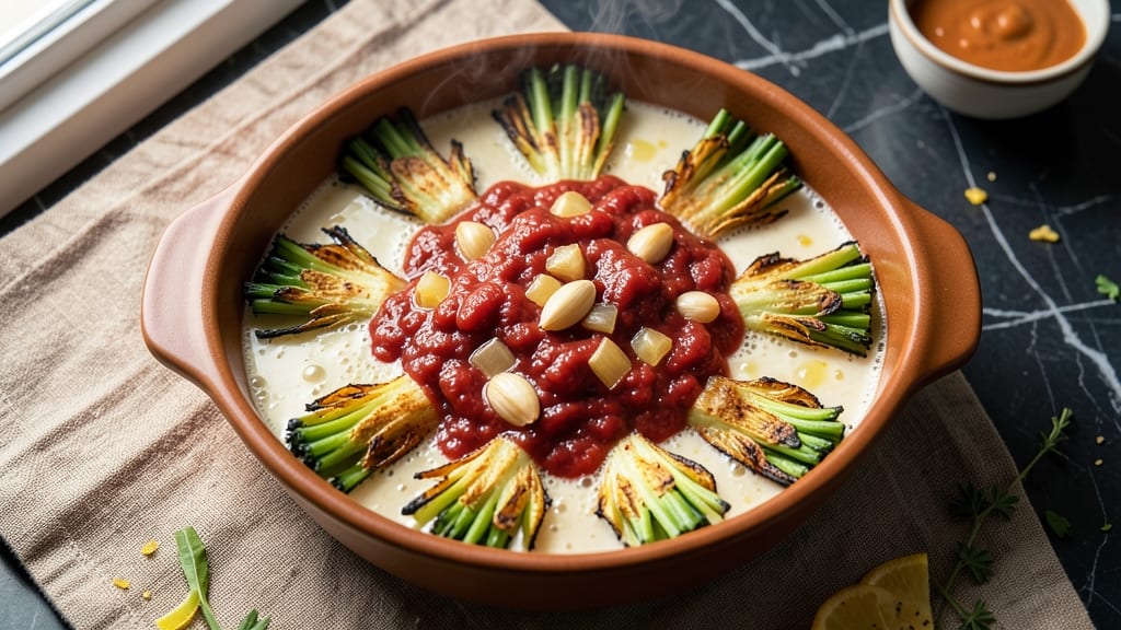 Baked Soup Recipe: Crispy Celery Crowns Over Silky Tomato Broth