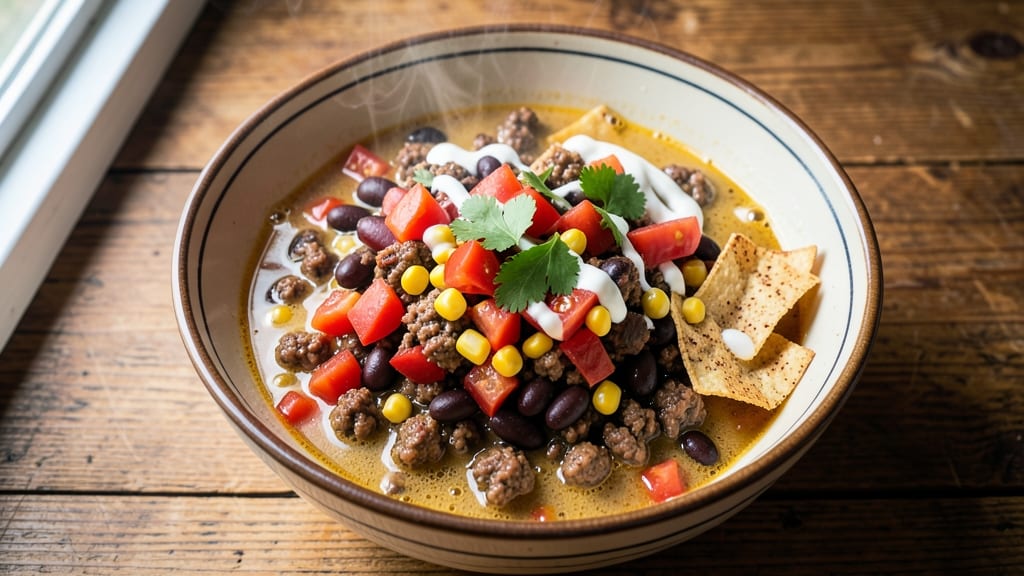 8-Can Taco Soup Recipe With Ground Beef: Crowd-Pleasing One-Pot Fiesta