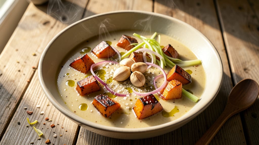Basic Squash Soup Recipe: Velvety Silken Texture With Celery Crown Crunch