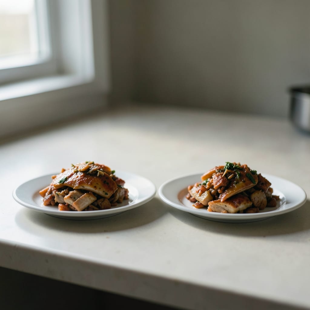 Two versions of the same dish, side by side