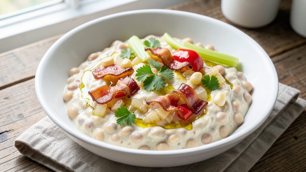 Bean with Bacon Soup Dip Recipe: Smoky Bacon and Celery Crown Crunch Combo