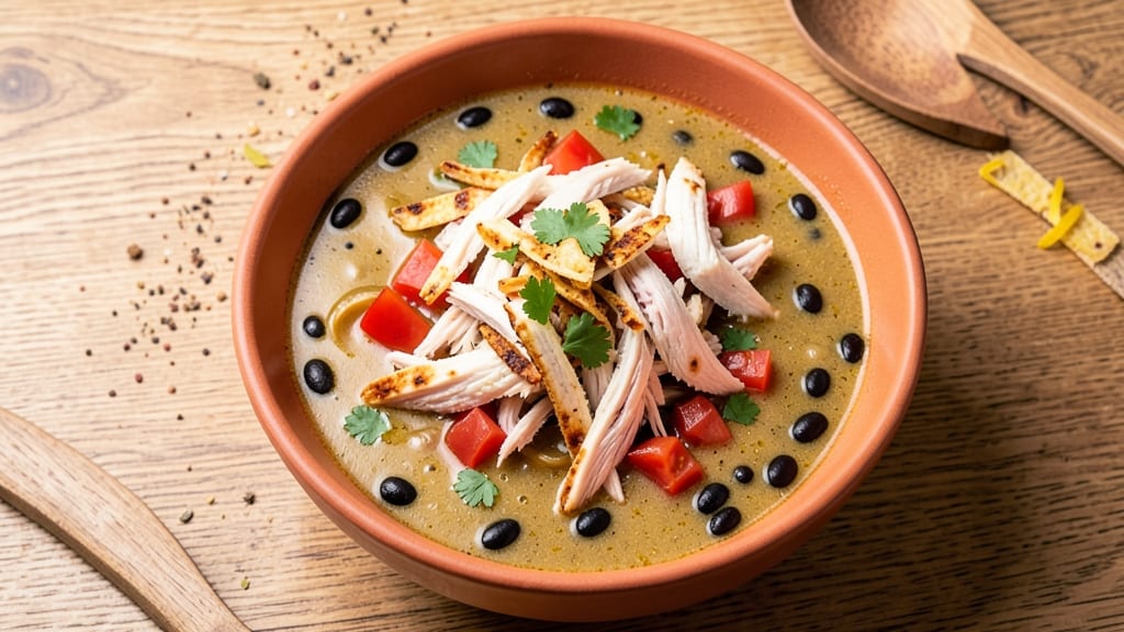 Basic Chicken Tortilla Soup Recipe: Crispy Tortilla Strips and Smoky Tomato Velout