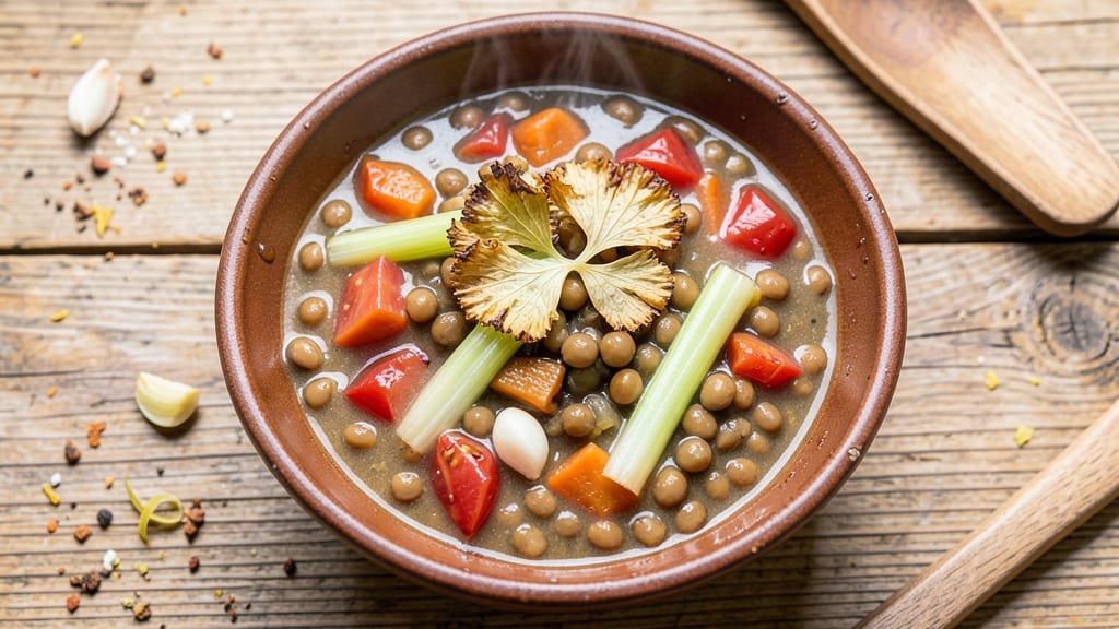Biblical Lentil Soup Recipe: Ancient Flavors With Crispy Celery Crowns