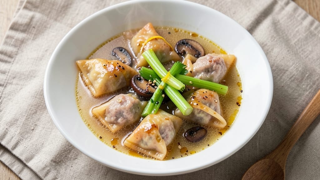 Aldi Mini Wonton Soup Recipe: Crispy Celery Crowns Over Silky Broth