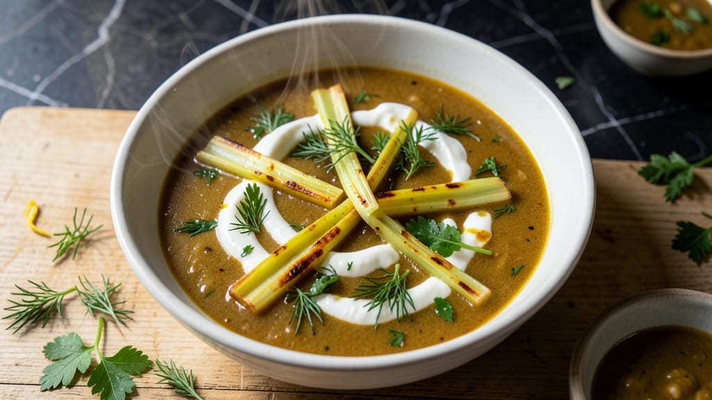 Beyran Soup Recipe: Yogurt-Infused Broth with Celery Crown Crunch