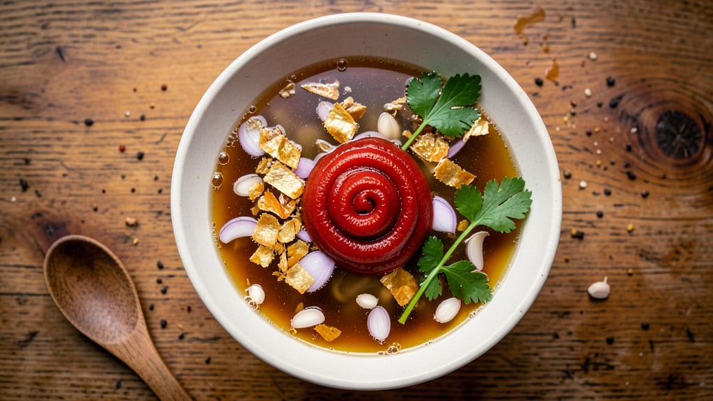 Benihana Clear Soup Recipe: Crispy Celery Crowns on Silky Tomato Velout