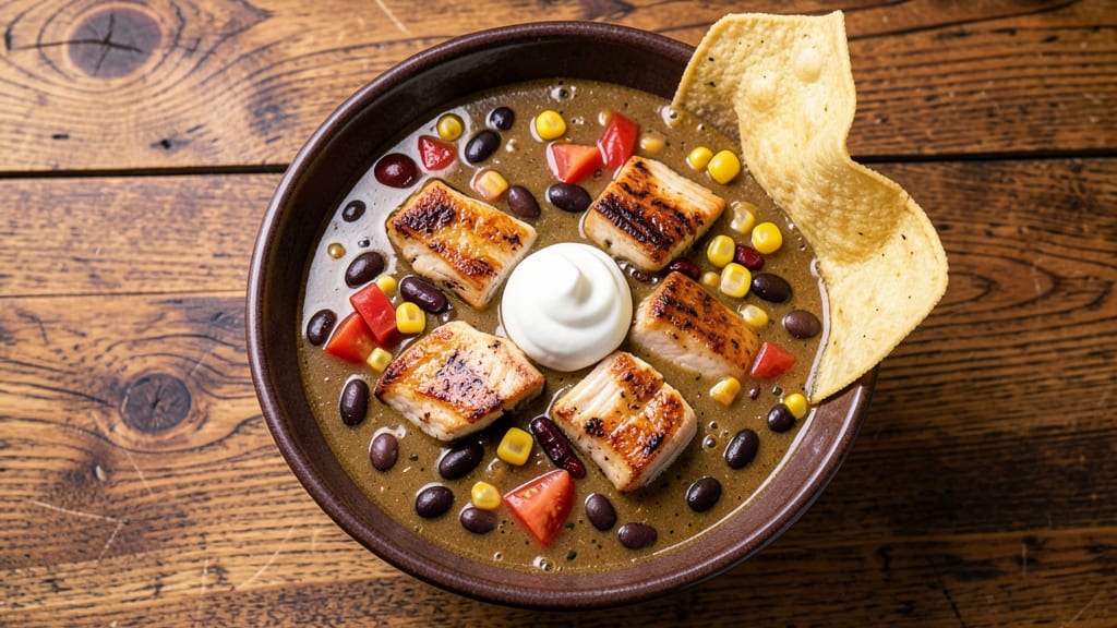 BJ's Brewhouse Tortilla Soup Recipe: Smoky Black Bean and Corn Base With Crispy Tortilla Strips